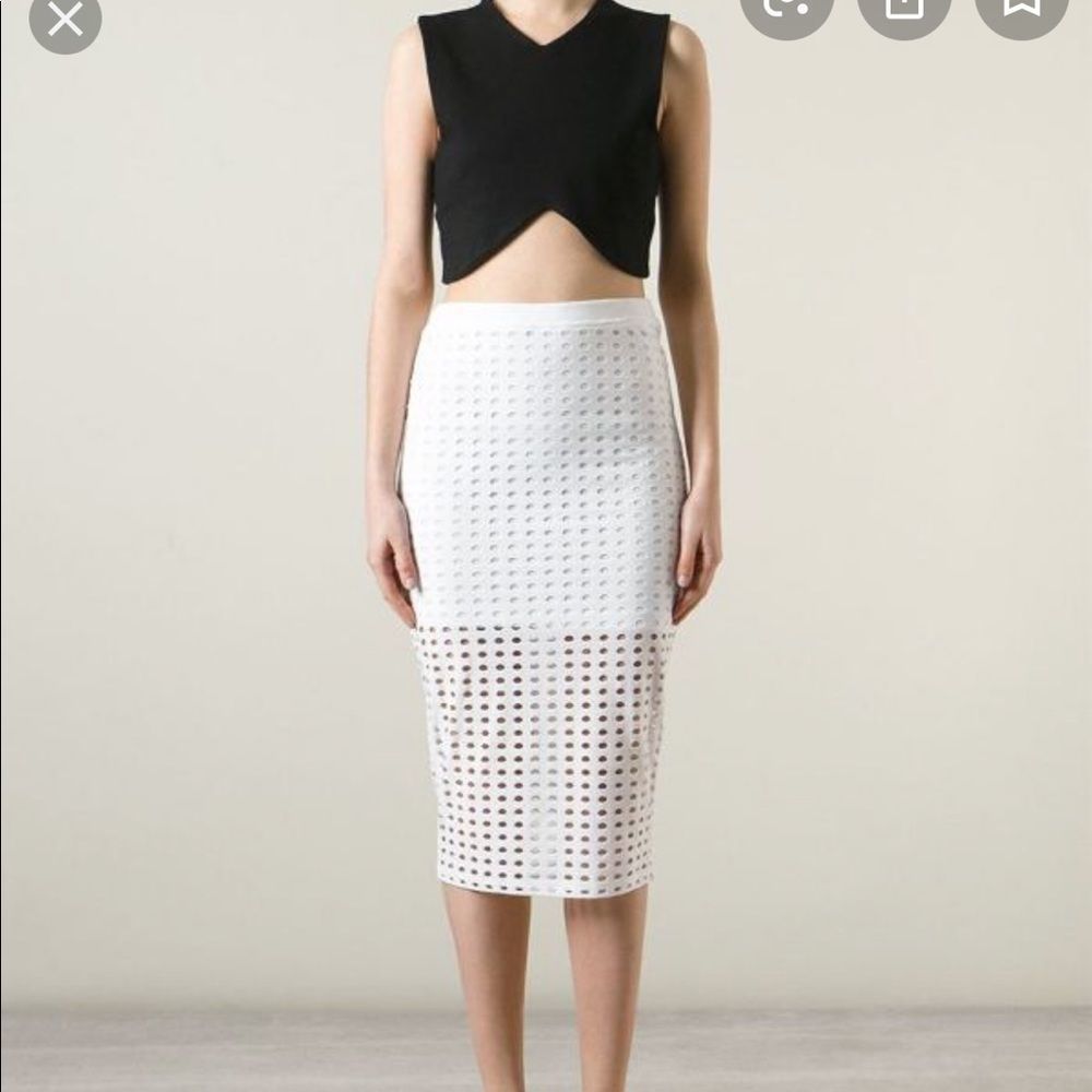 White Perforated Skirt by Alexander Wang